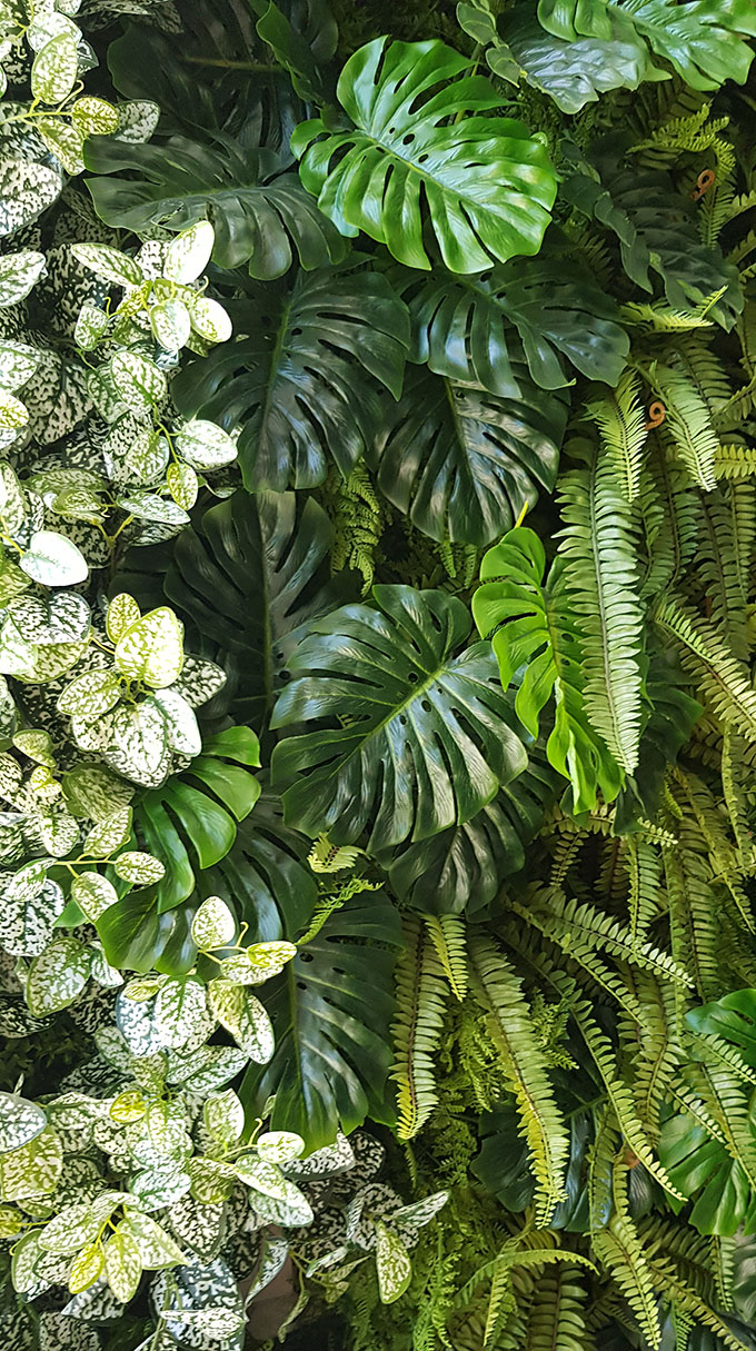 Back-lights add 'cool mood' to tall green-wall in lobby... image 9