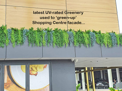 Latest UV-rated 'Green-Curtains' used on Shopping Centre facade...