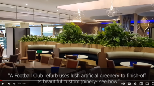 Football Clubhouse uses artificial greenery to set-off beautiful custom-built planters