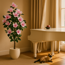 Magnolia deluxe - flowering  1.5m wh-pk  - artificial plants, flowers & trees - image 3