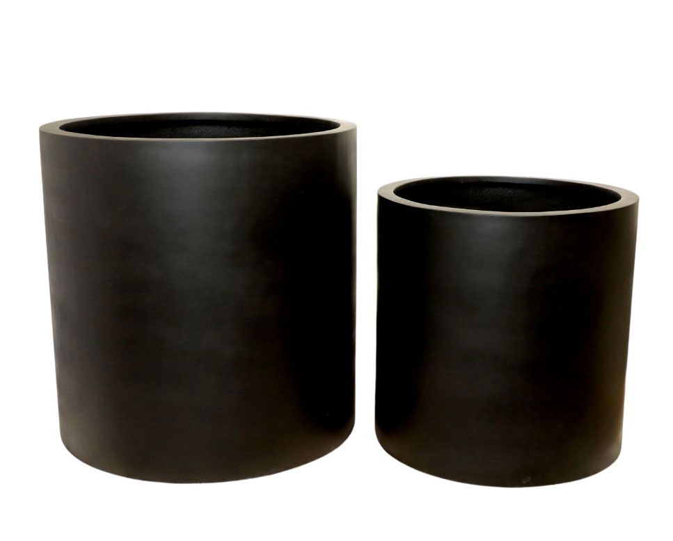 Planters- Cylinder Pot lge -black