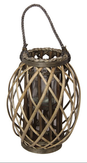 Hanging Cane Lantern- Monstera med