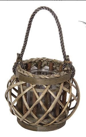 Hanging Cane Lantern- trailing Tea-Leaf- sml