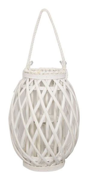 Hanging Cane Lantern- Monstera med