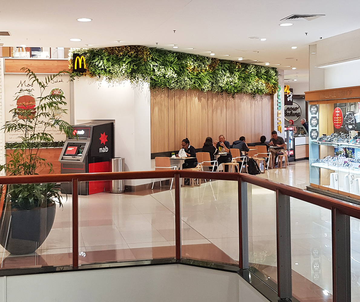 Artificial Green Walls brighten up Food Court entrance in Shopping Mall...