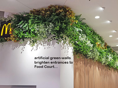 Artificial Green Walls brighten up Food Court entrance in Shopping Mall...