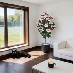 Magnolia deluxe - flowering  1.75m wh-pk - artificial plants, flowers & trees - image 4