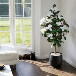 Magnolia deluxe - flowering  1.75m wh-grn - artificial plants, flowers & trees - image 3