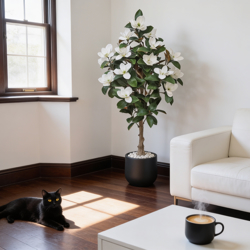 Magnolia deluxe - flowering  1.75m wh-grn - artificial plants, flowers & trees - image 4