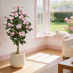 Magnolia deluxe - flowering  1.75m wh-pk - artificial plants, flowers & trees - image 3